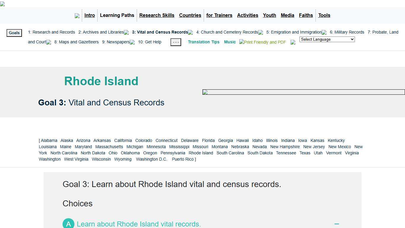 Vital/Census: Rhode Island, Goal 3