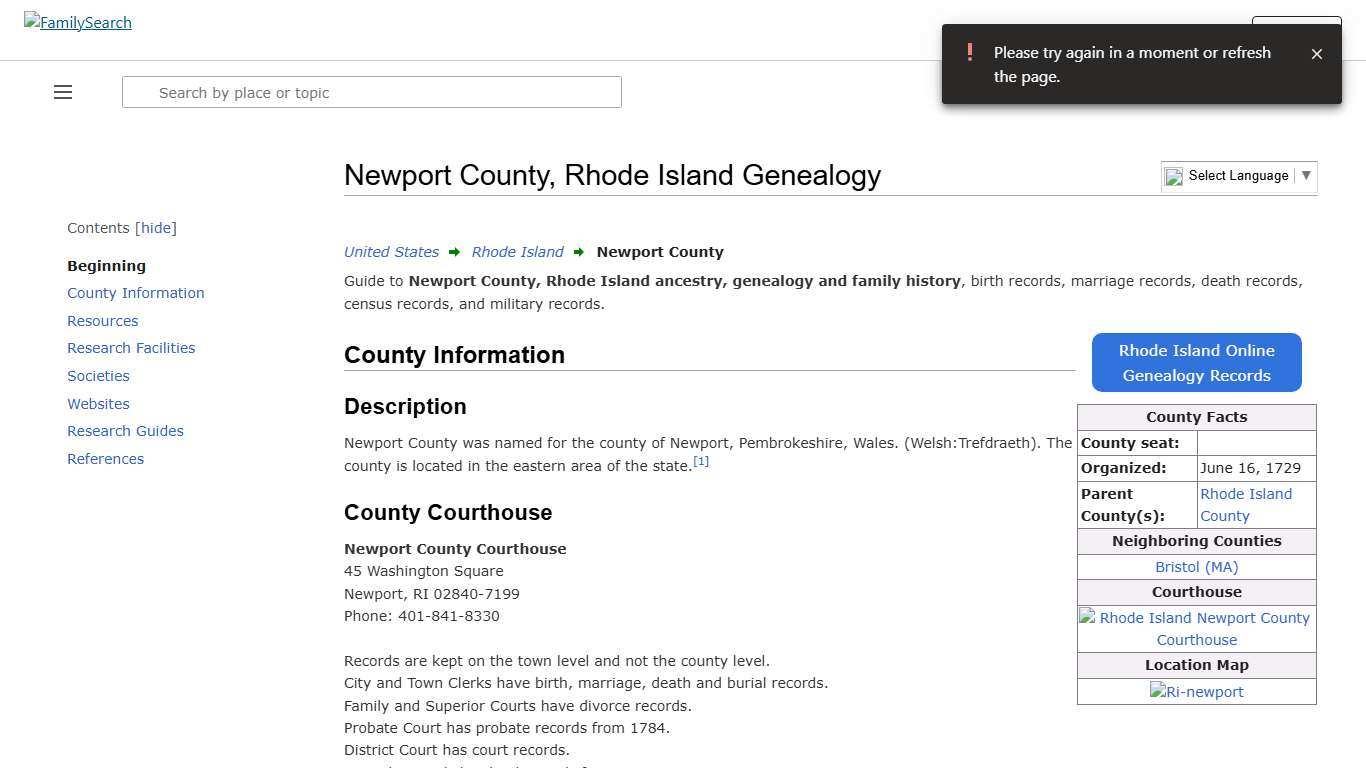 Newport County, Rhode Island Genealogy • FamilySearch